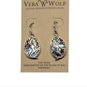 Vera Wolf Sterling Silver Abalone Mermaid Earrings